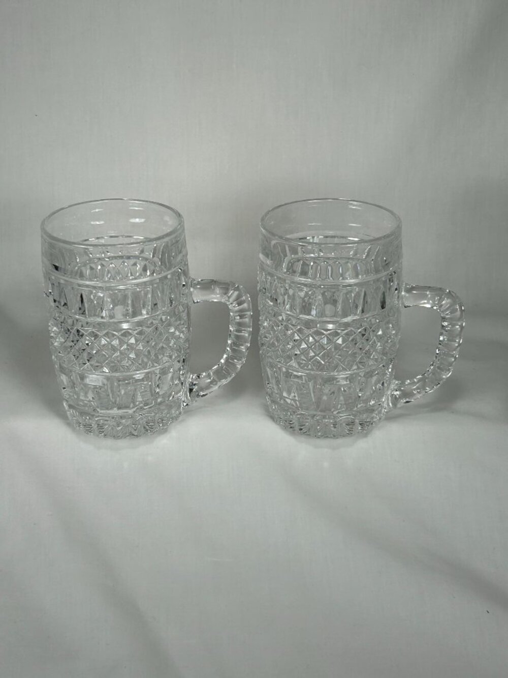 pair of 11oz small crystal beer mugs